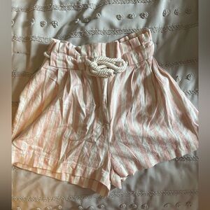 light pink and white shorts